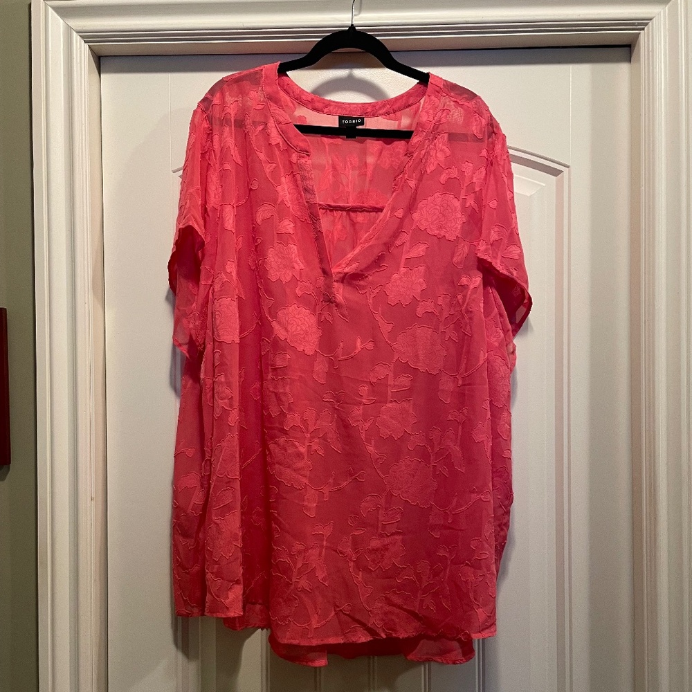 Short sleeve sheer pink tunic